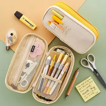 Чанти за студентска козметични чанти имат Класическа чанта за писалки, сгъваема чанта за моливи, молив случай за писалки, холщовая кутия за моливи, косметичка