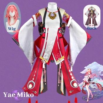 Костюм за cosplay Genshin Impact Yae Miko, униформи, Перука, Cosplay, аниме, костюми за Хелоуин в китайски стил за жени, игра