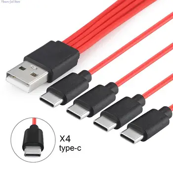 Нов иновативен и практичен червен Кабел за бързо зареждане 4-в-1 USB Type C-кабел за трансфер на данни от чиста мед, Лесен за използване, висококачествени аксесоари за зареждане