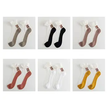 Японски дамски Дантелени чорапи с волани за момичета, Новост, Карикатура за котки, Жакард прозрачни всеки ден