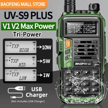 BAOFENG UV-S9 Plus V1 V2 Мощен Ръчен VHF UHF двойна лента 16 км Дальнобойный Водоустойчив Преносима радиостанция Ham UV-5R Двустранно Радио