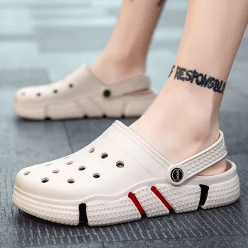 2023 Обувки Dongdong Мъжки Тенденция на Улични чехли Персонализирани Чехли с двойно предназначение Домашни против хлъзгане, Нови Летни Плажни Сандали