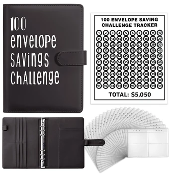 100 Пликове с разговори за спестяване на пари, корици формат А5, икономичен подвързия с парични конвертами за планиране и спестяване на $5050