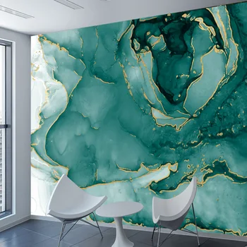 Пилинг-Пръчка Допълнително Тапети за дома Тапети за хола със зелен мрамор модел, покриващ фон на телевизора, Стенописи и щампи