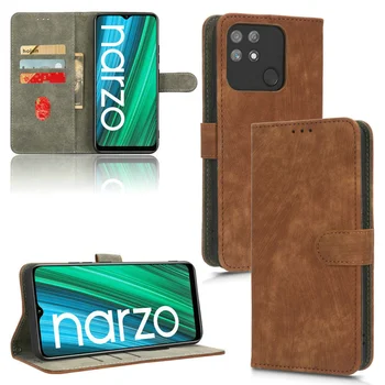 100 бр./лот За OPPO Realme Narzo 50A Prime Поставка RFID Защита на Ретро Кожен Калъф За Realme Narzo 50A Narzo 50 5G