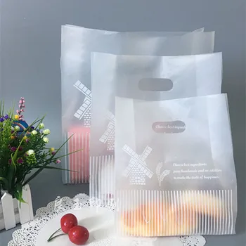 50 бр. Висококачествени Пластмасови торбички за пазаруване, подаръчни торбички с дръжка, чанта за Коледната сватба, чанти за опаковане на бонбони, торти