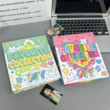 A5 Kawaii, цветни букви, cartoony корици, Албум за фотокарточек Kpop Idol, са подбрани книга, Органайзер за съхранение на фотокарточек, корица на списание