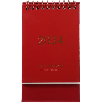 Настолна поставка за календар, Удобен бележник, дребни домакински Постоянен планер 2024 година, на хартиен тенис на месечна офис бележника
