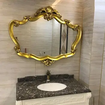Златното Огледало в банята с Неправилна Форма Луксозно Голям Антикварное на Огледалото в банята, Ретро Естетичен Тоалетна Espejo Redondo Home Decor CC50BM
