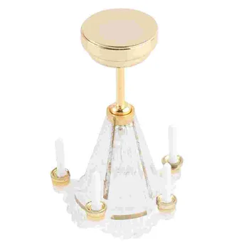 Полилей в кукла къща Изискан светлинна декор Модел мини-подвесного лампа Малка малка мебели