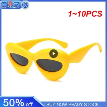 1-10 бр. Уникален цвят на Карамел, Сексуална Слънчеви очила за устни Y2k, женски Жълто-Сини Слънчеви очила, Мъжки Слънчеви очила в стил пънк, хип-хоп Нюанси UV400