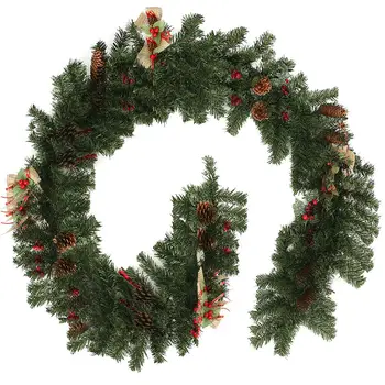 1.8 M Коледна Гирлянда От ратан Весел Коледен Венец Коледно Дърво От Ратан Борови Шишарки, Украса Изкуствена Венец Венец САМ Парти