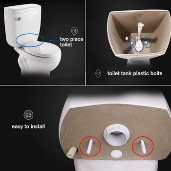 Шайби, болтове за седалката на тоалетната чиния, диаметър гумени конци: 10 мм, 2 х пластмасови, практичен, абсолютно нов, идеален за почти всеки тоалет