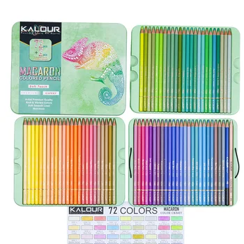 KALOUR 72 бр. Цветен молив Macaron, меки пастели, комплект моливи за рисуване на скици, от Желязна подарък кутия за училище оцветители, продукти за бродерия