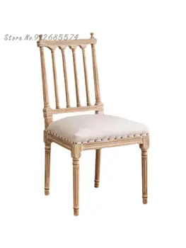 Стол в стил френски кънтри в ретро стил Римска колона, Облегалка от масивно дърво, Арт стол Дизайнерският стол за престой в хотел, ресторант