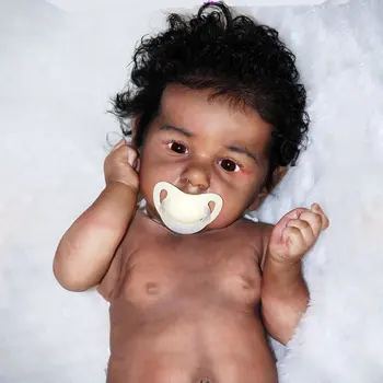 55 СМ Възстановената афроамериканская кукла Саския, изцяло на винил, моющаяся, за новородени, черна момиче за подарък на децата