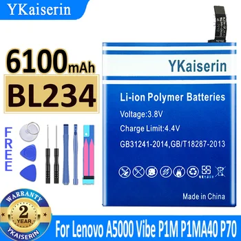 YKaiserin 6100mAh BL234 BL BL 234-234 Батерия За мобилен телефон Lenovo A5000 Vibe P1M P1MA40 P70 P70t P70-T + Безплатни инструменти