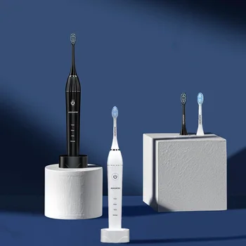 Електрическа четка за зъби в двойна опаковка, звукови четки за зъби с 4 режима, акумулаторна, 4 дюзи за възрастни