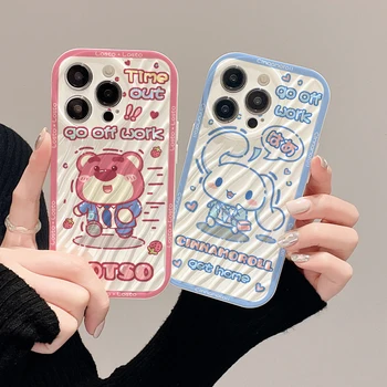 Калъф за телефон Aoger Sanrio Cinnamoroll kuromi Hello Kitty за iPhone 14 12 13 11 Pro Max Mini Funda с шарките на течна вода