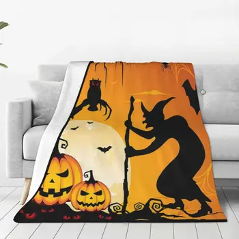 Вещица за Хелоуин, Меко фланелевое покривка за дивана-легло, топло одеяло, леки завивки за дивана, пътно одеяло