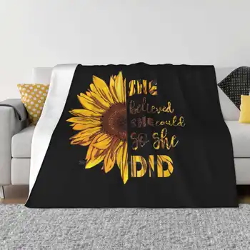 Тя вярвала, че може и тя го е направила | Sunflower Гореща разпродажба, висок клас топло фланелевое одеяло Life Dreams Feminism Момиче