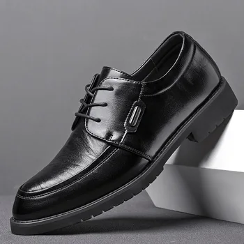 2023 Нови мъжки модел обувки, Джентльменская бизнес кожена ежедневни обувки, Модни дизайнерски дерби С остри пръсти