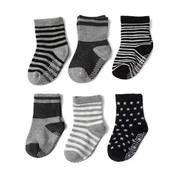 6 чифта чорапи за малки момичета и момчета с гумени дръжки, Детски мини чорапи-лодка от 0 до 3 години