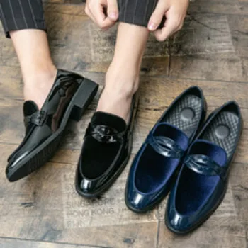 Блестящи обувки с педала на един крак, мъжки обувки с остър пръсти Lefu, корейското издание, Малки кожени обувки за фризьор в британски стил