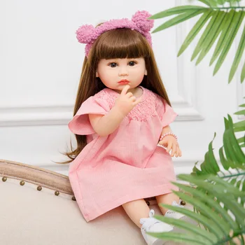 Реалистична кукла-Реборн по цялото тяло силиконовата принцеса, Залепена на силикон перуки За бебета, коледни подаръци-изненади за деца