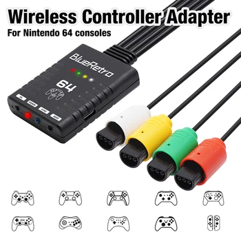 Безжичен адаптер геймпада Преносим конвертор на безжичния контролер, съвместим с Bluetooth, Адаптер-конвертор геймпада за конзолата N64