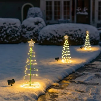 Креативна Нова Слънчева led Коледно дърво Външни светлини Елхи 1бр Коледна украса Декорация на сцена, за празника