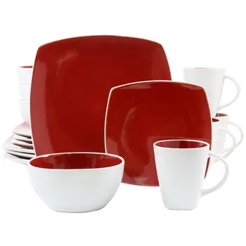 Комплект керамични съдове за готвене от 16 теми червен цвят, кухненски принадлежности