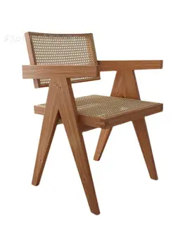 Скандинавски Ротанговый стол с обикновен стол Дизайнерският стол за Хранене Home Ins От масивно дърво, Черешов цвят Японски стол от Чандигарха