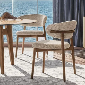 Трапезни столове от масивно дърво в скандинавски стил, луксозни дизайнерски тъканни столове, хотелски столове с облегалка, маси и столове за дома