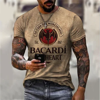 Мъжка тениска с 3D-принтом и логото, ретро Ежедневни, Градски, модерен топ, оверсайз свободно намаляване с къси ръкави, Домашно облекло