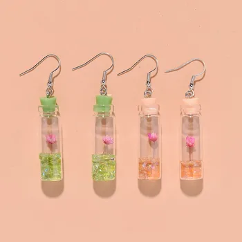 Нови обици-висулки във формата на стъклени бутилки, Модни бижута аксесоари за висящи обеци за жени, подаръци за момичета за рожден Ден