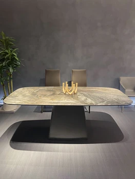 Италиански правоъгълна маса за хранене, изработени от шисти, лесно лукс, скандинавски модерен минималистичен маса за хранене