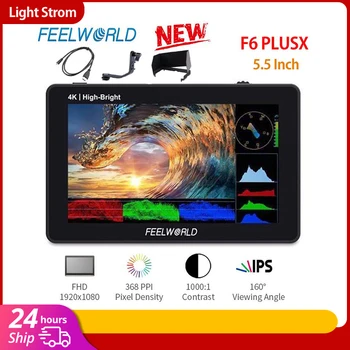 FEELWORLD F6 PLUSX 5.5-Инчов Высокояркий Сензорен екран 1600nit DSLR Камера Поле Монитор IPS FHD1920x1080 4K, HDMI