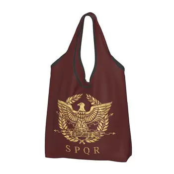 Изработена по поръчка Емблема на Орел на Римската Империя - Реколта Златна Чанта За Пазаруване, Ръчни Преносими Чанти За Пазаруване с Голям Капацитет