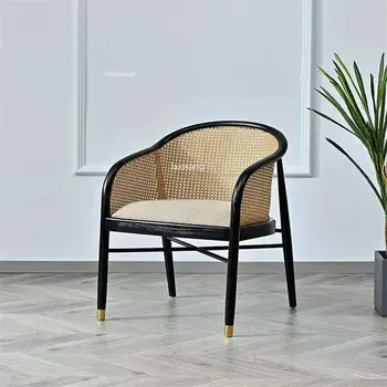 Трапезни столове от ратан поръчка, Китайското Творческа Дизайнерски стол за кухня, стол с дървена облегалка, Луксозно обзавеждане за трапезария