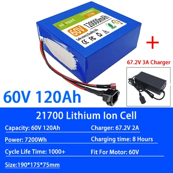 Нова Литиево-йонна батерия 16S4P 60V 120Ah, За Електрически Велосипед 67,2 V, Скутер, Мотоциклет 21700, литиево-йонна батерия