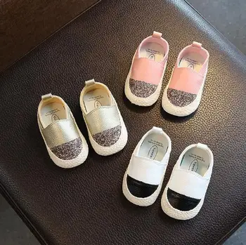 Модерен бебешки мокасини с пайети, детски обувки от естествена кожа, първите количка, бебешко кошче (безплатно) на твърда подметка, ежедневни обувки, детски обувки