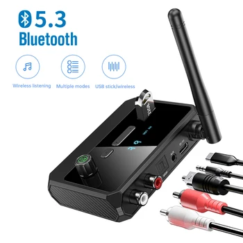 Аудиоприемник Bluetooth 5.3 С поддръжка на безжична връзка, аудиоадаптер U-disk с оптично AUX жак 3,5 мм RCA за автомобилен телевизор, тонколони за КОМПЮТЪР, Нови