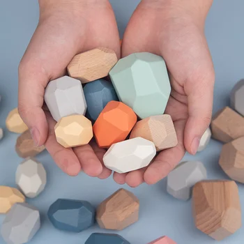 Дървени Играчки Камъни Строителни Блокове На Цветни Дървени Дъгата Чейнджър Блокове Балансировочные Игри Монтесори Забавни Играчки За Деца