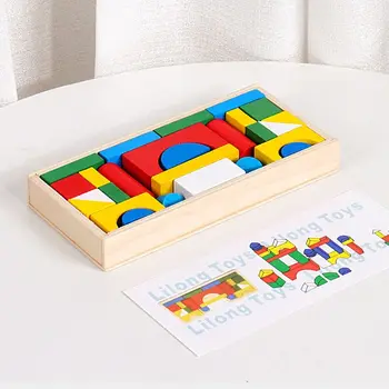 Съберете дървени строителни блокове за родители и деца, за деца, образователни дървени штабелируемые блокове, цветни играчките-пъзел