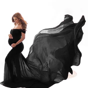 Подпори за фотография на бременни Дълги рокли с волани, Макси рокля за бременни за жени, фотосесии, Шифоновый женски халат за бременни