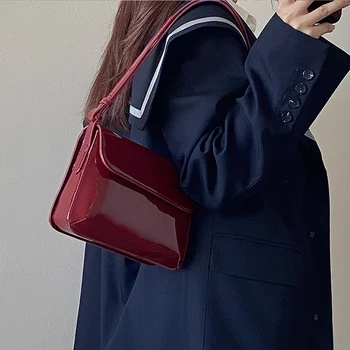 Реколта дамска чанта-месинджър, модни малка квадратна чанта, прости ежедневни преносими чанти за пазаруване от изкуствена кожа с регулируеми джапанки