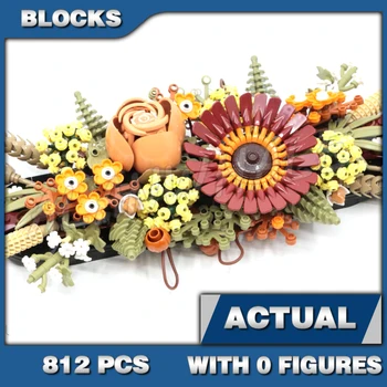 812 бр., Творчески експерт, ботаническата сушена цвете, централно украса за масата, стените, 99032 Градивни елементи, играчки, съвместими с модела на