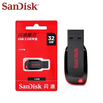 100% Оригинален USB-памет SanDisk CZ50 16GB 32GB 64GB USB 2.0 Pendrive Memory Stick Mini U Disk Pen Drive