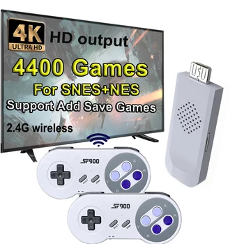 SF900 HD Видеоигровая пръчка Ретро игрална конзола С 4400 игри за SNES Безжичен контролер на 16 бита Consolas за NES
